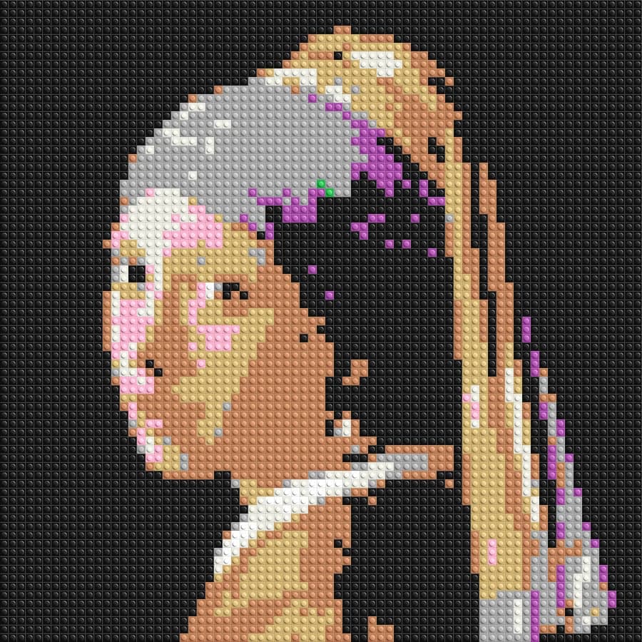 Vermeer's Girl with a Pearl Earring rebuilt from bricks by the brick renderer